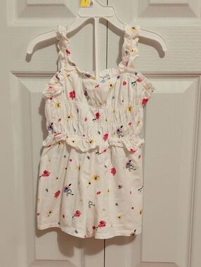 Gap White Floral Smocked Romper